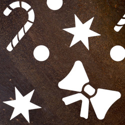 Details zu den Ausschnitten des künstlichen Weihnachtsbaums aus Corten