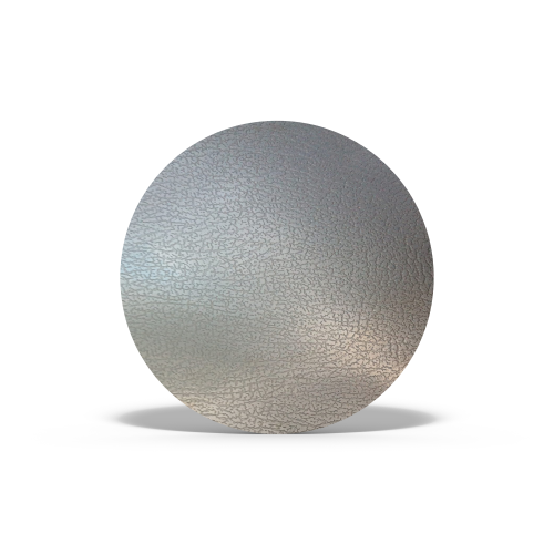 Plaque inox texture cuir ronde sur-mesure Plaque inox texture cuir ronde sur-mesure