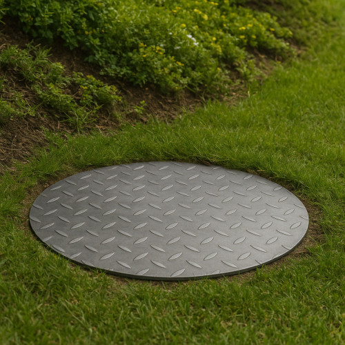 Round tread stainless steel access cover – John Steel Round tread stainless steel access cover – John Steel