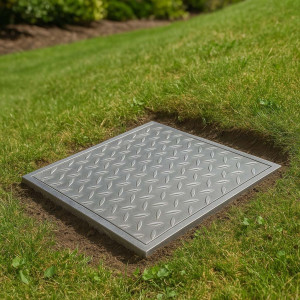 Square stainless steel tread access cover – John Steel