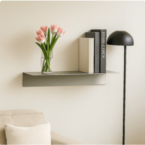 L-shaped aluminium wall shelf – John Steel