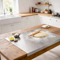 Custom food-grade stainless steel pastry board with edge