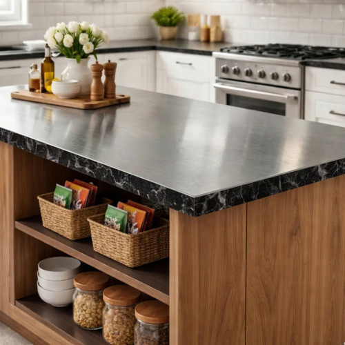 Habillage plat plan de travail inox brut sur mesure