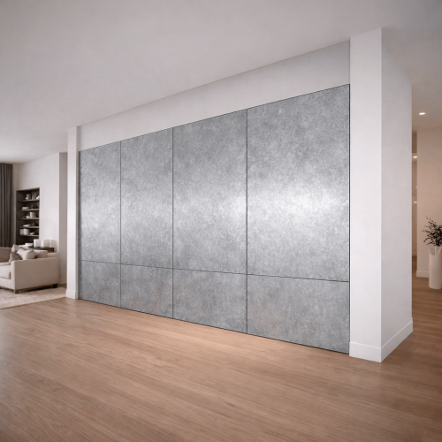 Custom-made galvanized steel backsplash - metal wall protection