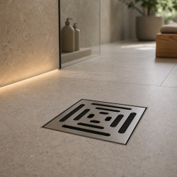 Vierkant doucheputrooster geborsteld rvs 9x9 cm