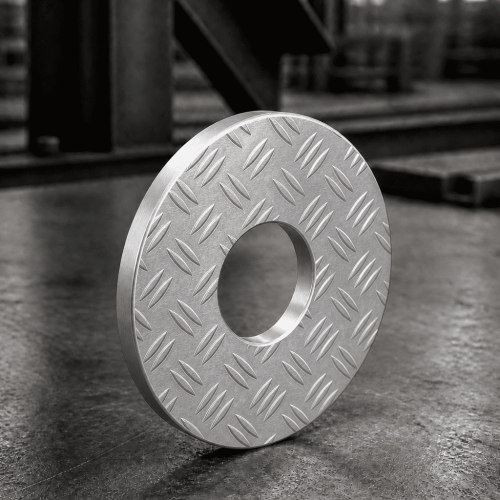 Custom-made checkered aluminum washer | John Steel