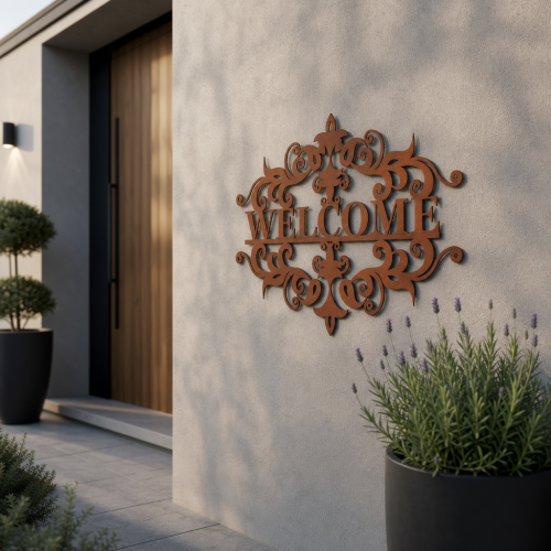 Decorazione murale Welcome arabesque in metallo | John Steel
