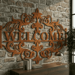 Welcome arabesque metal wall decor | John Steel