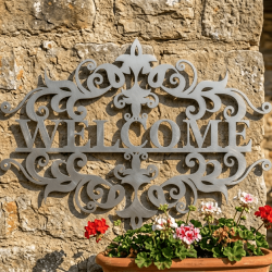 Decoración de pared Welcome arabesca en metal | John Steel