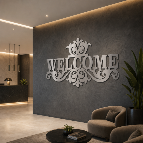 Custom baroque Welcome wall decoration | John Steel