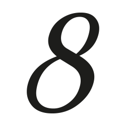 Custom cursive sans house number: 8| John Steel