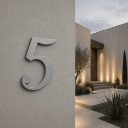 Custom cursive sans house number: 5 | John Steel