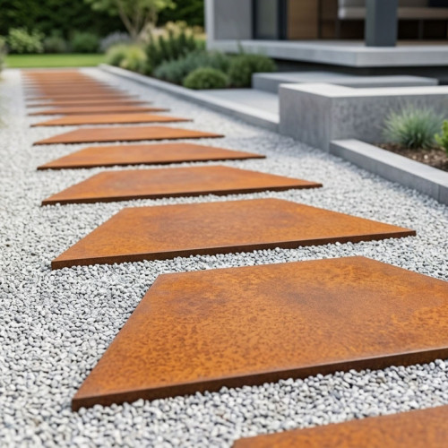 Camminamento giapponese trapezoidale acciaio corten | John Steel