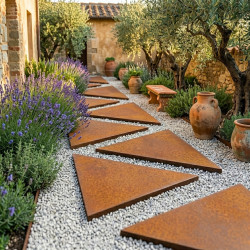 Pas japonais triangulaire acier corten sur mesure | John Steel