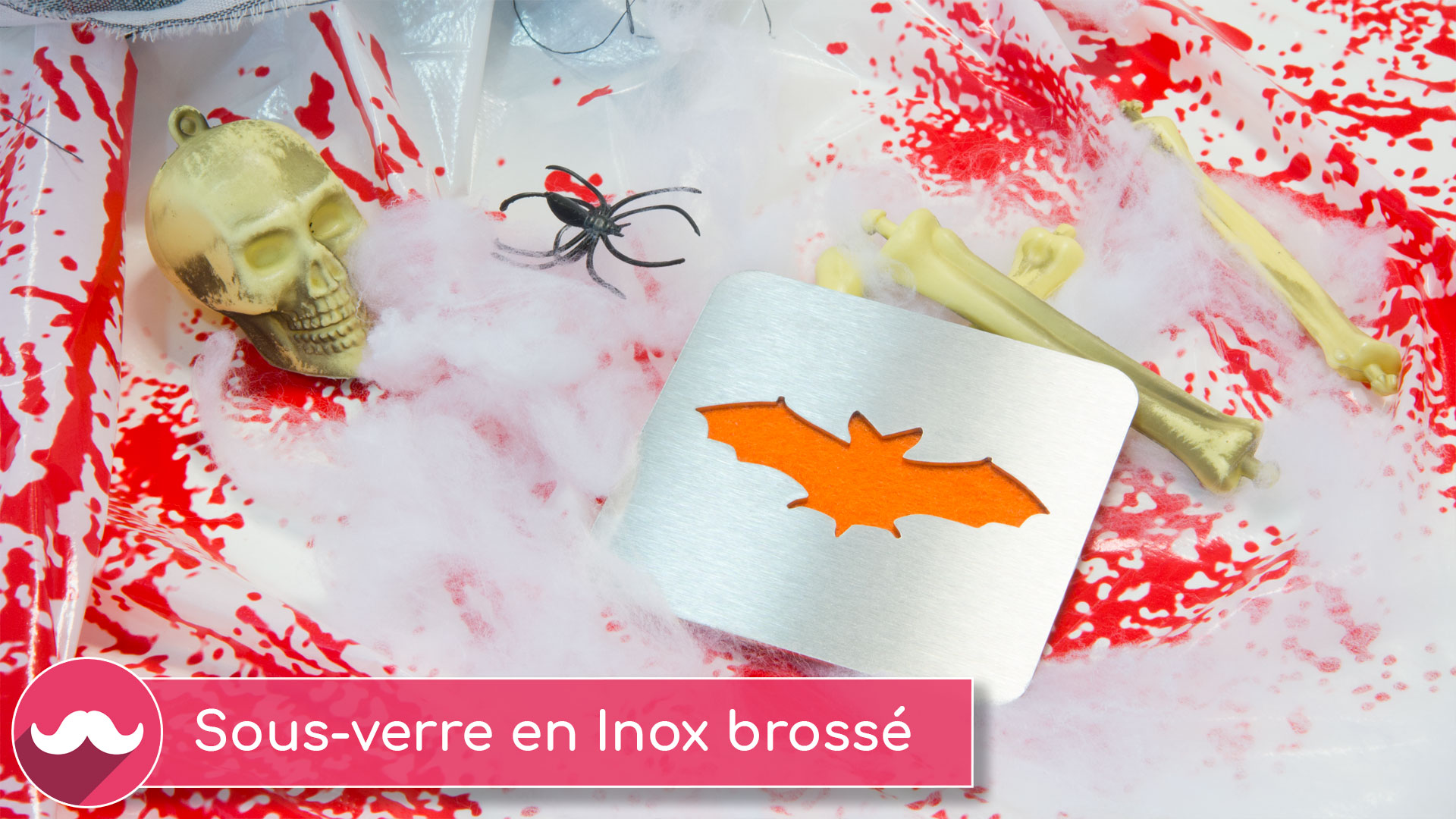 sous-verre en inox brossé pour halloween