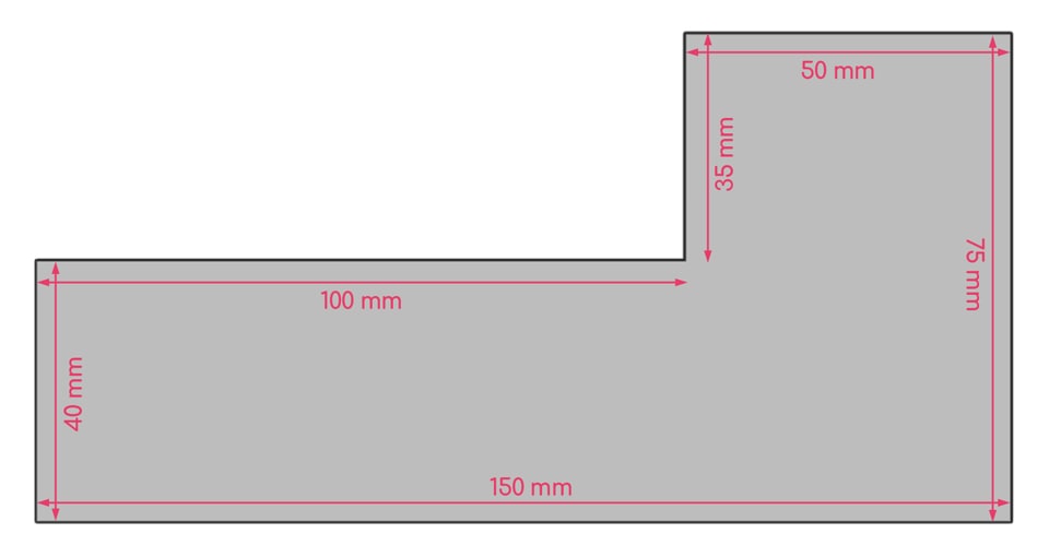 Dimensions du L inversé du tutoriel