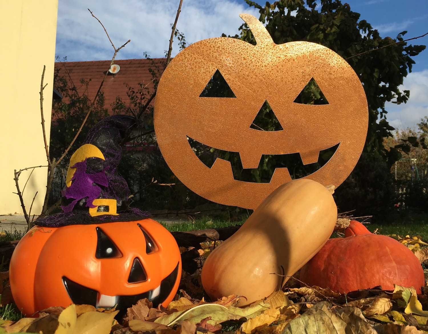 Décoration d'Halloween citrouille en acier corten