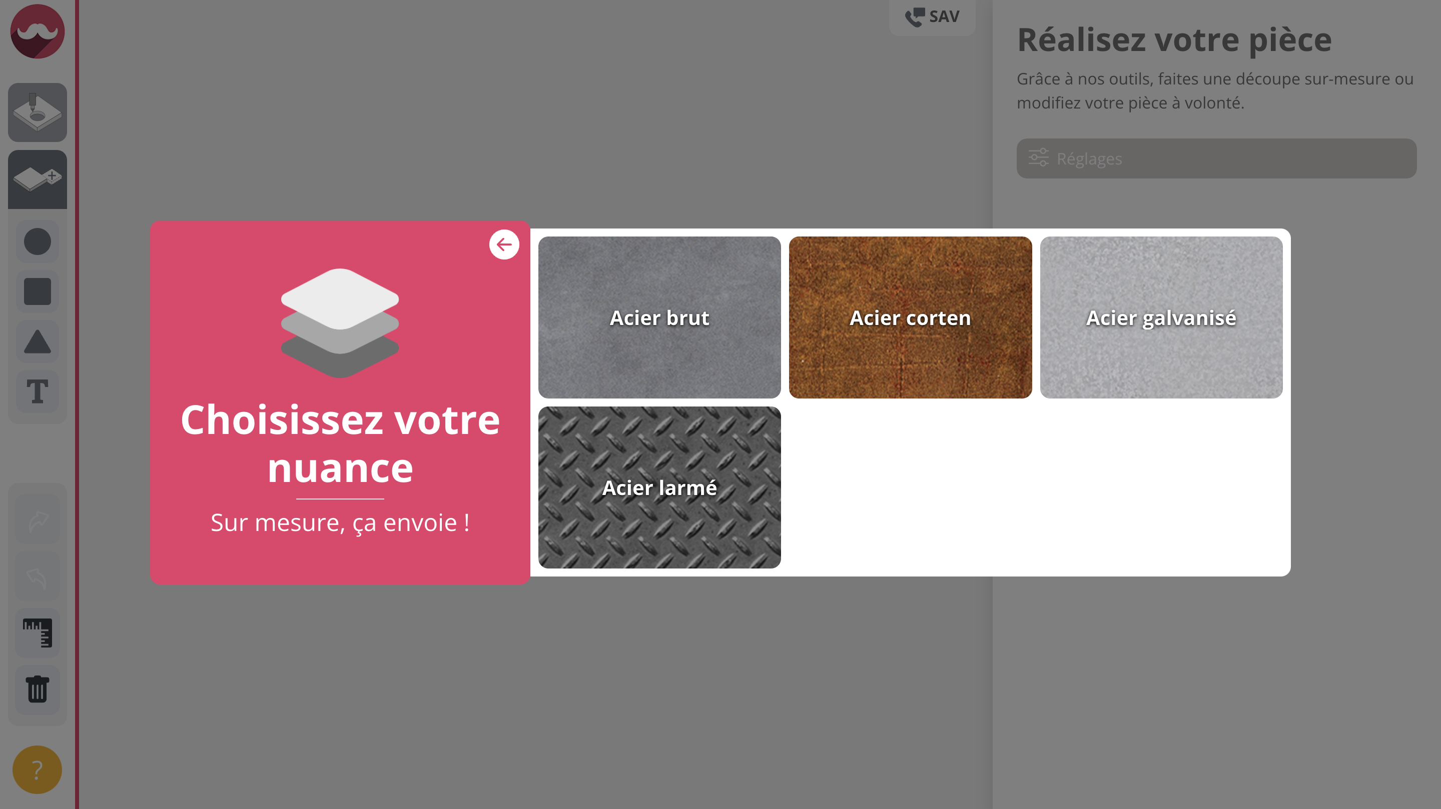 Étape 3 : Choix de la nuance de matière