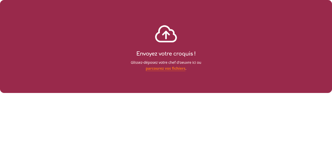 Écran d'accueil de l'outil Draw2DXF de John Steel : zone de glisser-déposer avec le message « Envoyez votre croquis ! » et la possibilité de parcourir ses fichiers —