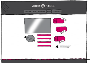 John Steel, maßgeschneiderte Zuschnitt von Metall und Holz