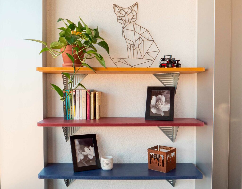 A custom-made wooden shelf