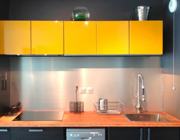 stainless steel brush splashback