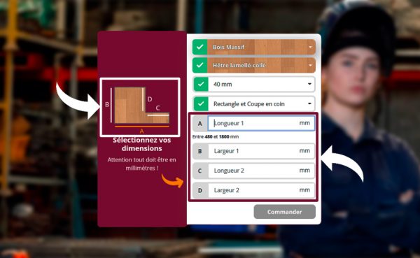 plan de travail bois hêtre dimensions